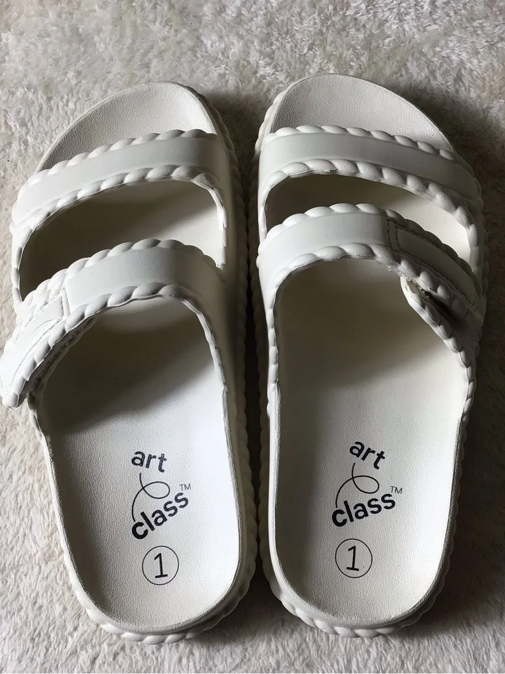 art class White Kids' Double-Strap Slide Sandals